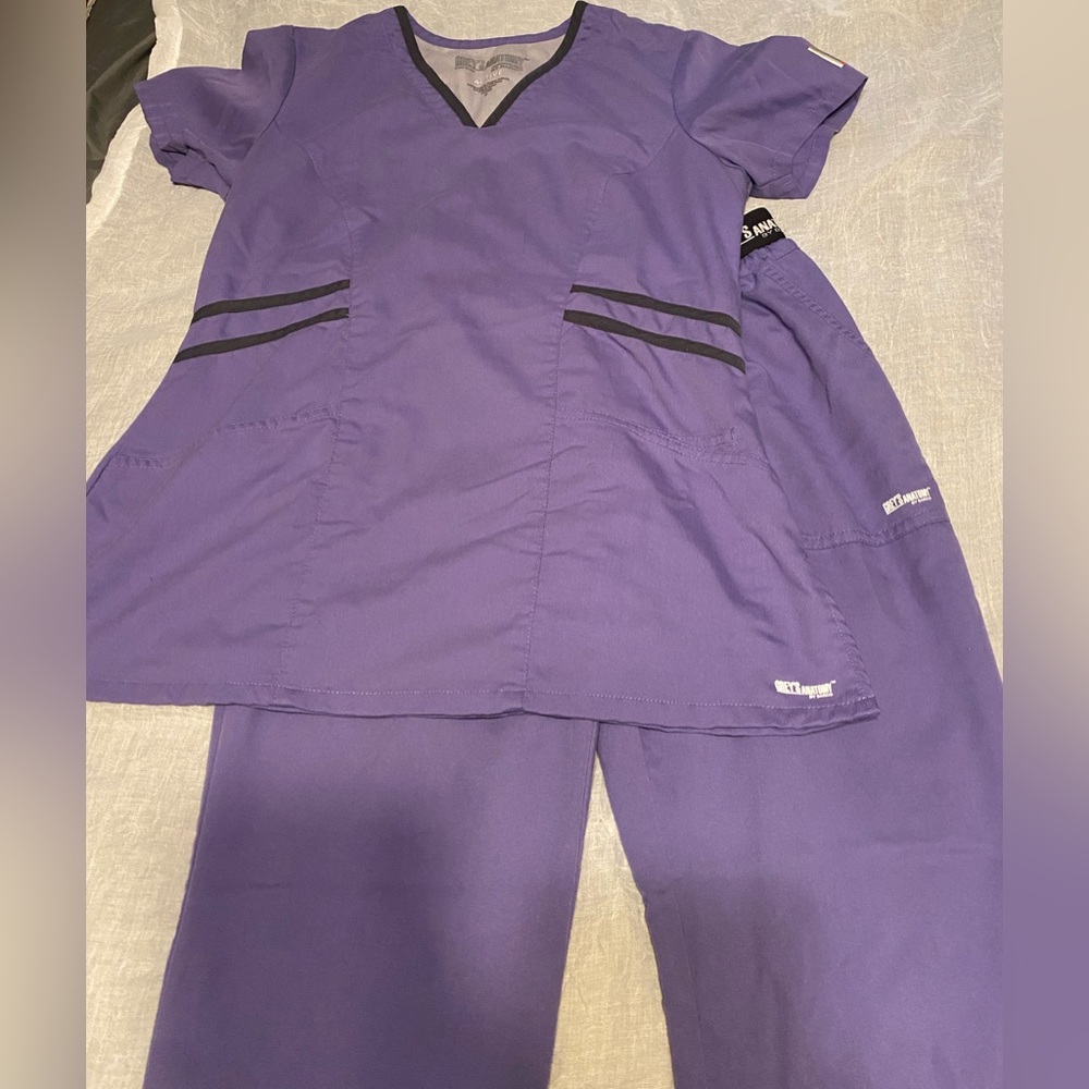 Purple Greys Anatomy scrub set